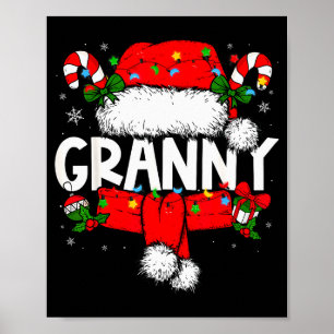 Póster Pijama de Navidad de la abuela Santa Claus Familia