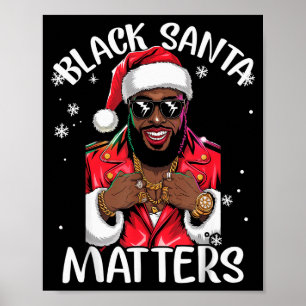 Póster Pijama de Navidad de Papá Noel afroamericano negro