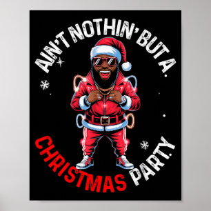 Póster Pijama de Navidad de Papá Noel afroamericano negro