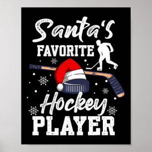 Póster Pijama de Navidad del jugador de hockey favorito d
