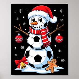 Póster Pijama de Navidad Fútbol Muñeco de Nieve Gorro de