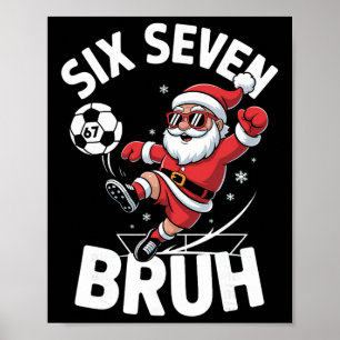 Póster Pijama divertido de fútbol de Santa Bruh 67 Meme N