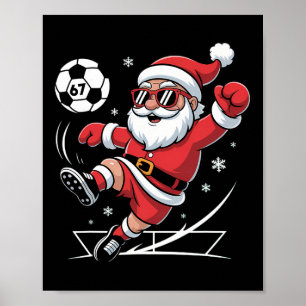 Póster Pijama divertido de fútbol Santa 67 Meme Navidad X
