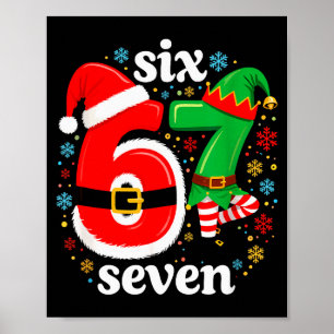 Póster Pijama Divertido Meme Seis Siete 67 Elfo 6 7 Santa