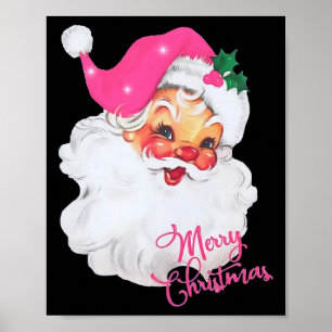 Póster Pijama rosa vintage Santa Claus Feliz Navidad X