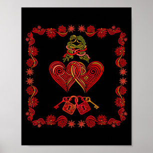 Póster Pijamas de corazón para hombre de San Valentín par