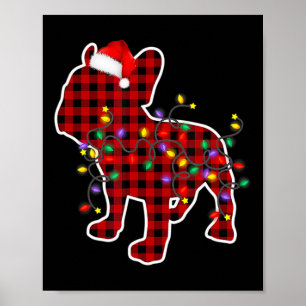 Póster Pijamas de Navidad de perro francés de cuadros fam