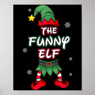 Póster Pijamas divertidas de elfo de Navidad Pjs familiar