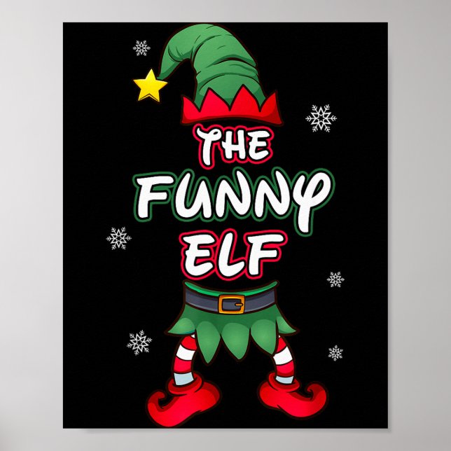 Póster Pijamas divertidas de elfo de Navidad Pjs familiar (Frente)