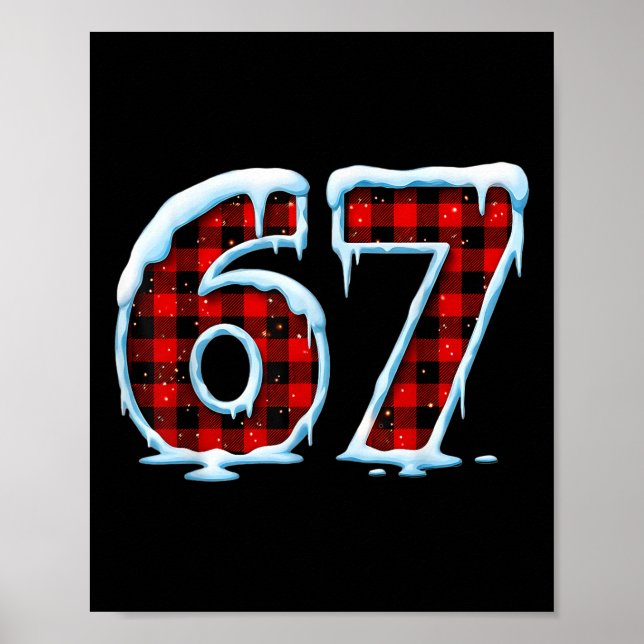 Póster Pijamas divertidas de Navidad con meme 67 Seis Sie (Frente)