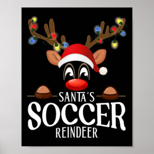 Póster Pijamas divertidas de Navidad con renos futbolista
