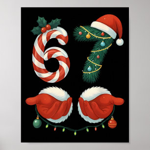 Póster Pijamas divertidos de Navidad con mano de Santa de
