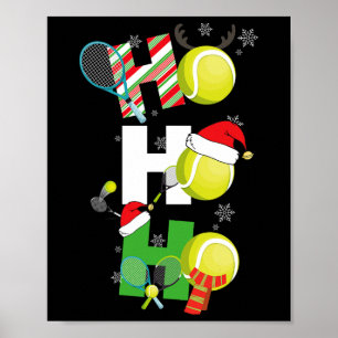 Póster Pijamas divertidos de tenis de Navidad jugador raq