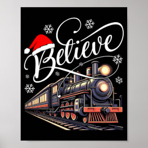 Póster Pijamas familiares de Navidad trenes Xmas Santa Cr