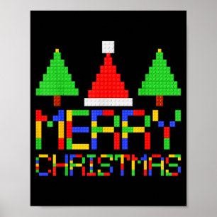 Póster Pijamas Feliz Navidad Bloques Amantes de la Constr