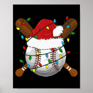 Póster Pijamas Navideñas Divertidas de Béisbol para Famil
