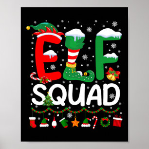 Póster Pijamas Navideños Familiares de Squad de Elfos par