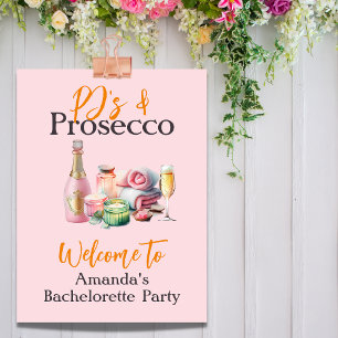 Póster Pijamas y Prosecco Rosa Fiesta de Spa para Soltera