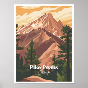 Póster Pike Peaks Colorado Artwork Travel Place