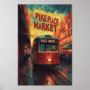 Póster Pike Place Market Seattle Washington USA Travel