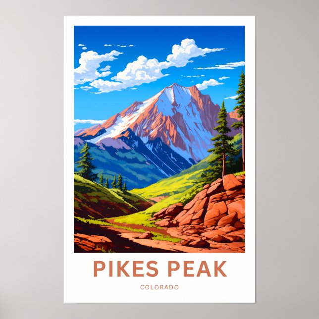Póster Pikes Peak Colorado Travel Print (Frente)
