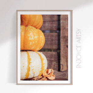 Póster Pila de caídas de calabazas naranjas foto cómodos 