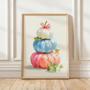 Póster Pila de Calabazas Pastel de Otoño Caprichoso