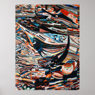 Póster Pila de embarcaciones de madera marrón y azul