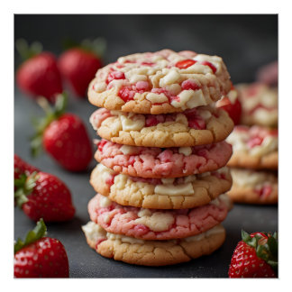 Póster Pila De Galletas De Chocolate Blanco Con Chips De