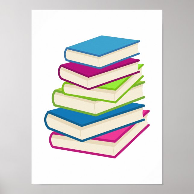 Póster Pila De Libros Coloridos (Frente)