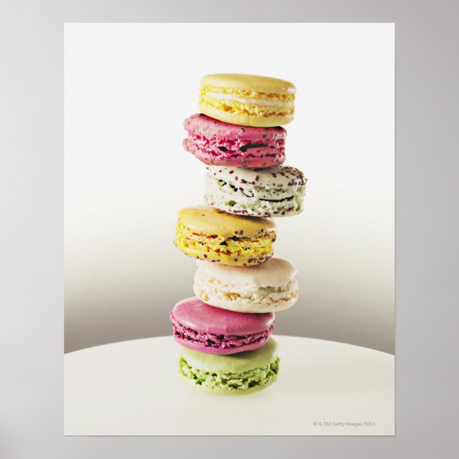 Póster Pila de macarons vibrantes (Frente)