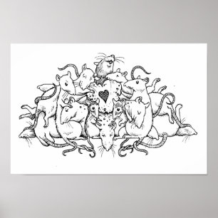 Póster pila de rata con galleta de corazón