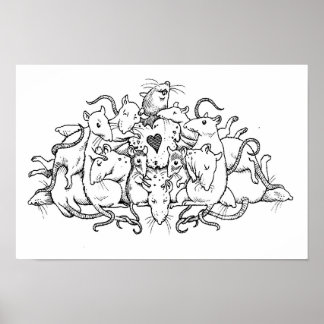 Póster pila de rata con galleta de corazón