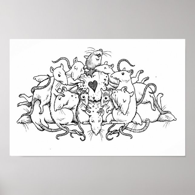 Póster pila de rata con galleta de corazón (Frente)