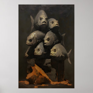 Póster Pila enfadada de peces Naturaleza muerta, Dark Aca