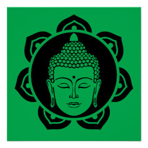 Póster Pilar de meditación de cabeza de Buda
