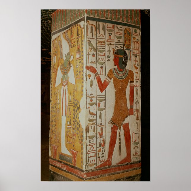 Póster Pilar representando a Osiris y a un sacerdote usan (Frente)