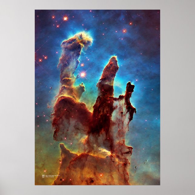 Póster Pilares de la creación. Águila Nebulosa - Hubble (Frente)
