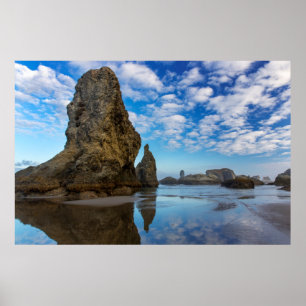 Póster Pilas de mar en la playa de Bandon en Bandon, Oreg