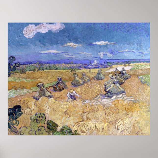 Póster Pilas de trigo con Vincent Gogh (Frente)