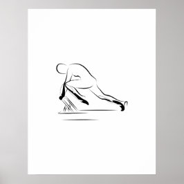 Póster Pilates - estiramiento de rodilla en el reformador