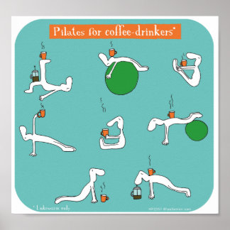 Póster pilates para bebedores de café