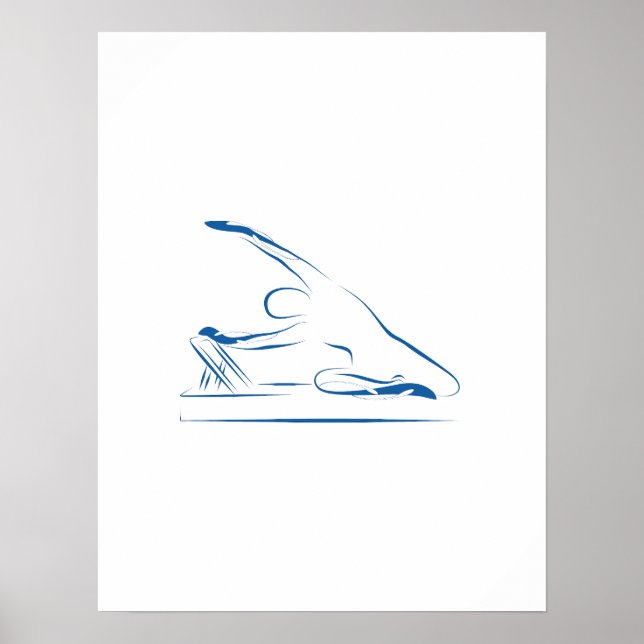 Póster Pilates - sirena en el azul reformador (Frente)