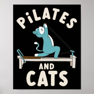Póster Pilates y gatos postura de yoga relajación