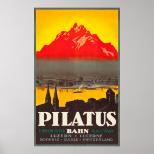Póster Pilatus Bahn Suiza Vintage Travel Poster