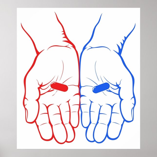 Póster Píldora roja o pastilla azul para el matix (Frente)