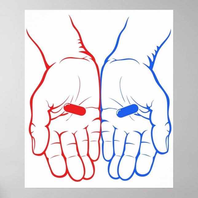 Póster Píldora roja o pastilla azul para el matix (Frente)
