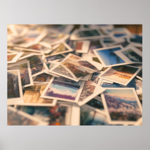 Póster Pile de fotografías antiguas