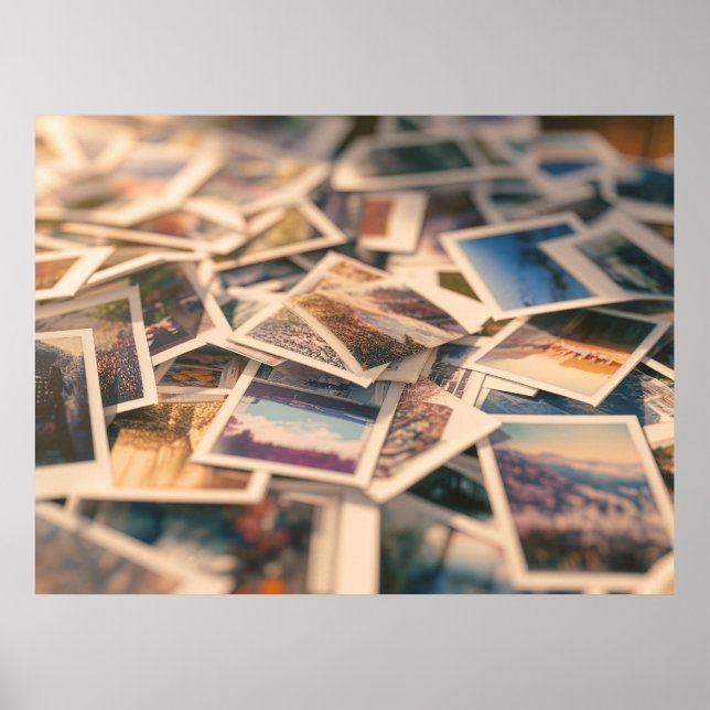 Póster Pile de fotografías antiguas (Frente)