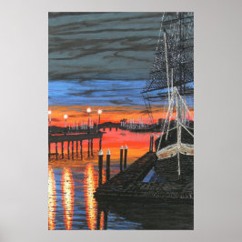 Póster Pilgrim at dawn Dana point harbor painting